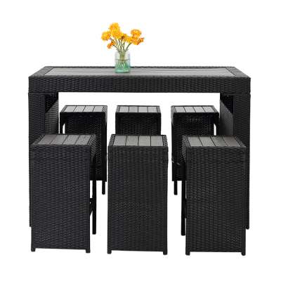 7 Wicker Material High Bar Outdoor Furniture Plastic Wood Table Set/HB21.9333