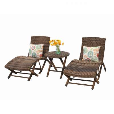 5 pcs garden lounge round rattan material metal frame furniture coffee table set